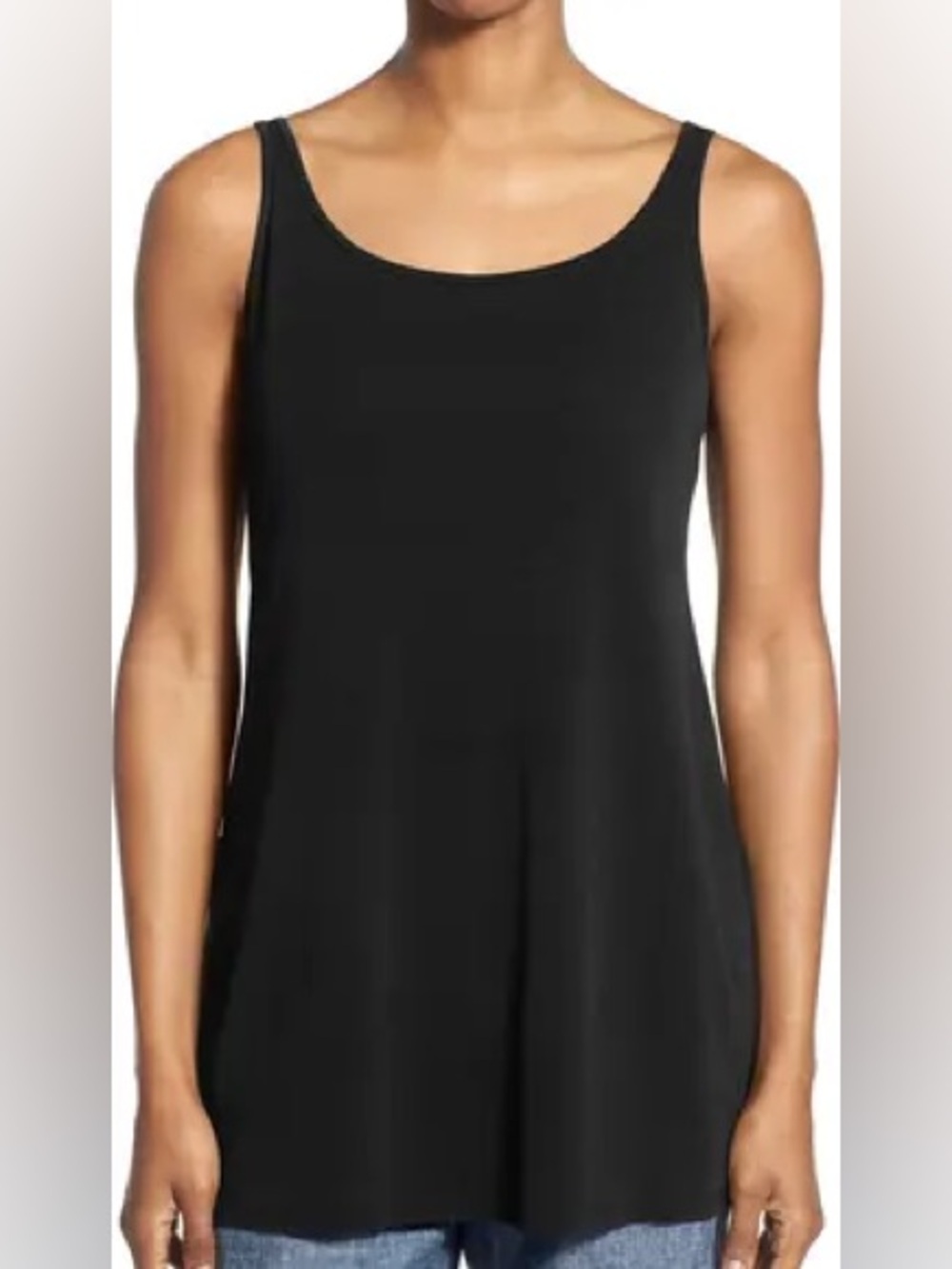 Eileen Fisher Black Silk Scoop Neck Tunic NEW